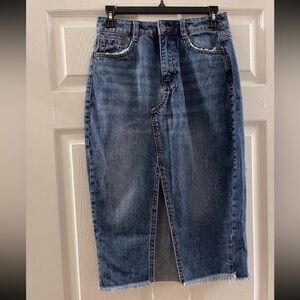 Zara Blue Denim Midi Skirt